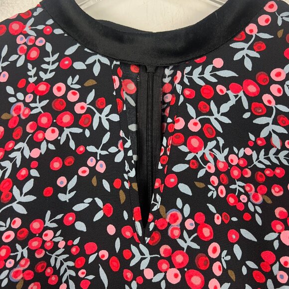 NWT LOFT Long Sleeve Berry Print Velvet Trim Shift Dress Size Medium M NEW - Picture 7 of 14